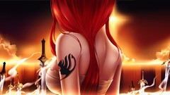 Sunset clouds Anime tattoos blades fairy tail redheads vectors 