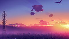 Sunset clouds Birds power