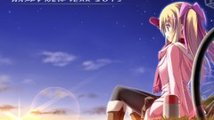 Sunset clouds blondes scarfs anime girls boots Sena