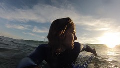 Sunset clouds blue skies gopro wide-angle bodyboarding
