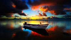 Sunset clouds Boats vehicles