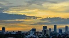 Sunset clouds buildings cities cityscapes
