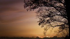 Sunset clouds gold after rush sunlight skies