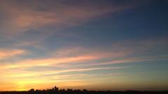 Sunset clouds horizon sunlight cities skies