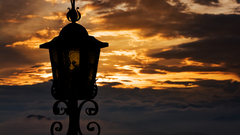 Sunset clouds lamp posts