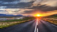 Sunset clouds Landscapes roads
