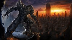 Sunset clouds Machines Transformers buildings cities cityscapes 