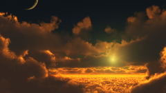 Sunset clouds moon