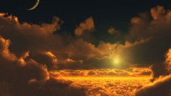 Sunset clouds moon skyscapes