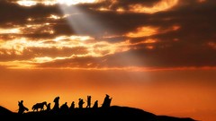 Sunset clouds Movies silhouettes sunlight the lord of the rings