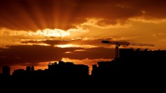 Sunset clouds orange buildings cityscapes