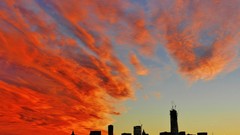 Sunset clouds red cityscapes