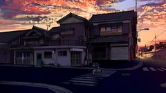 Sunset clouds sky Anime male scenic