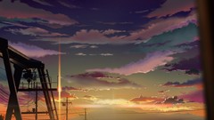 Sunset clouds sky Anime scenic