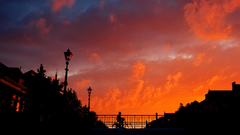 Sunset clouds skyscapes cities