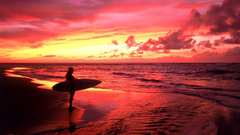 Sunset clouds surfing Sea