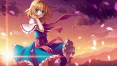 Sunset clouds wind dress Ribbons blondes sunlight lens flare 