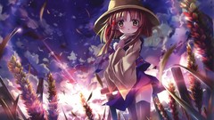 Sunset clouds wind grain corn hats goddess Ribbons fields 