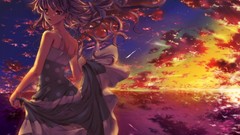 Sunset clouds yin long hair anime girls darker than black