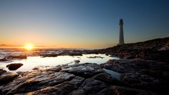 Sunset coast lighthouses Sea