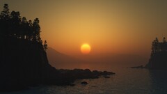 sunset coast sky sunlight Trees