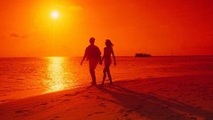 Sunset couple romantic Beaches