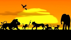 Sunset Disney Company silhouettes