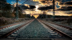 Sunset distance tracks railroads