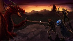 Sunset Dragons battles fantasy art