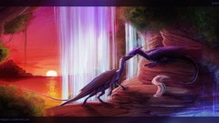Sunset Dragons fantasy art soft shading