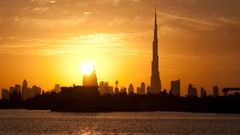 Sunset dubai cityscapes burj khalifa