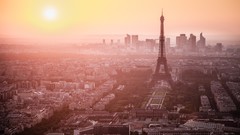 Sunset Eiffel Tower Paris France cityscapes skylines