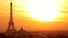 Sunset Eiffel Tower Paris France sunlight cityscapes