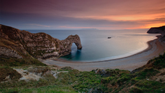 Sunset England rocks Lulworth