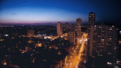 Sunset evening City Lights urban cities cityscapes