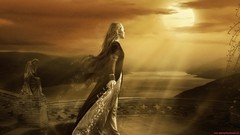 Sunset fantasy woman blondes classical