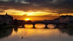 Sunset Florence rivers cityscapes