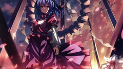 Sunset Flowers leaves clouds logs goddess red dress Ropes 