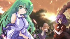 Sunset Flowers red eyes anime girls green eyes yellow eyes 