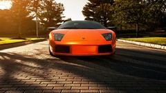 Sunset Flowers Trees sun orange cars Lamborghini roads Shade 