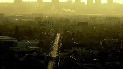 Sunset fog buildings urban streets cityscapes James Lapett