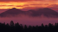 Sunset fog morning crater Arizona National