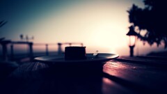 sunset food table sunlight