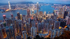 Sunset Hong Kong cities cityscapes hong kong bay