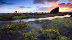 Sunset horizon rivers