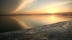 Sunset ice Frozen shore