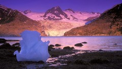 Sunset ice Mountains Landscapes