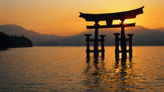 Sunset Japan Mountains Landscapes