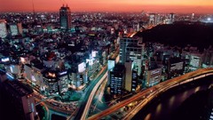 Sunset Japan Skyscrapers Tokyo roads avenue cities