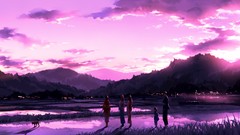 Sunset kimono yukata scenic Japanese clothes